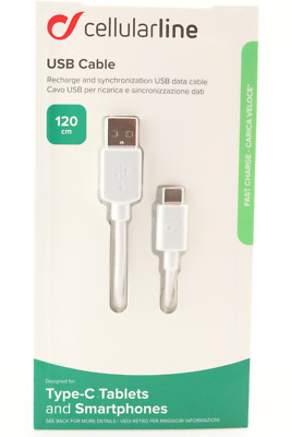 Cellularline USB > USB Typ C Kabel Daten Ladekabel Schnellladekabel 120cm 499