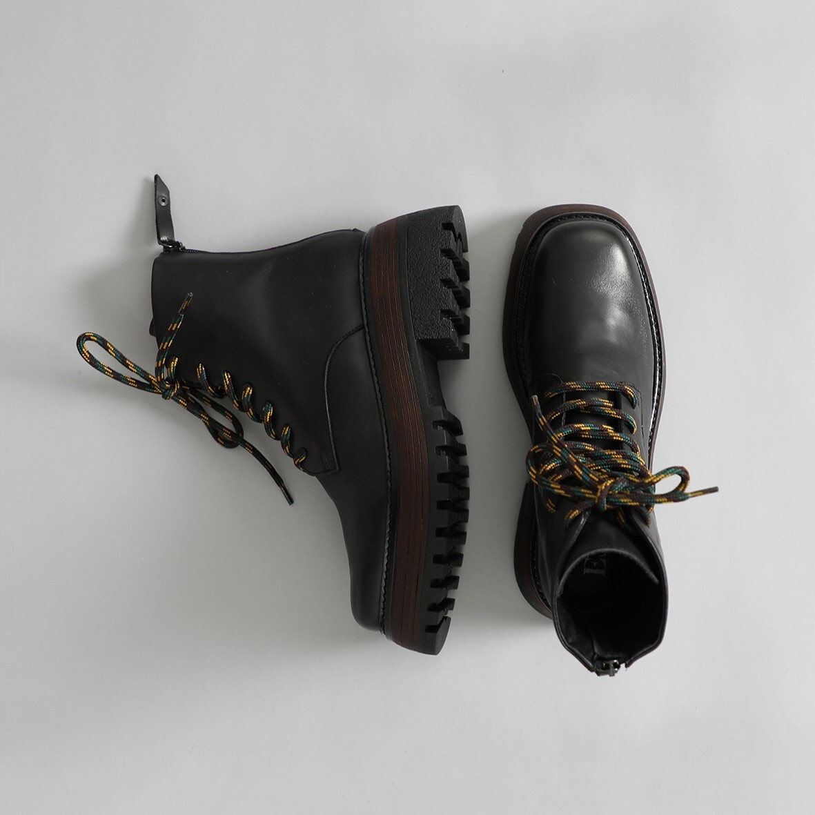 Esska Woody Black Leather Chunky Boots eBay