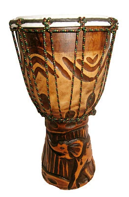 20/ 30 /40 cm Handcarved DJEMBE BONGO DRUM carved one piece wood ELEPHANT CARVNG