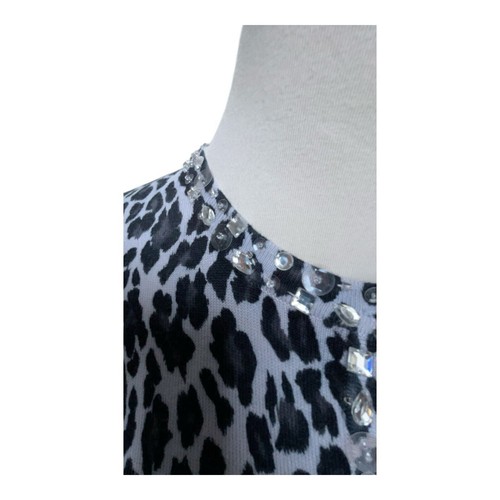 Quacker Factory Cardigan Women's 2X Sweater Leopard Print Black Beaded Trim - Picture 5 of 6