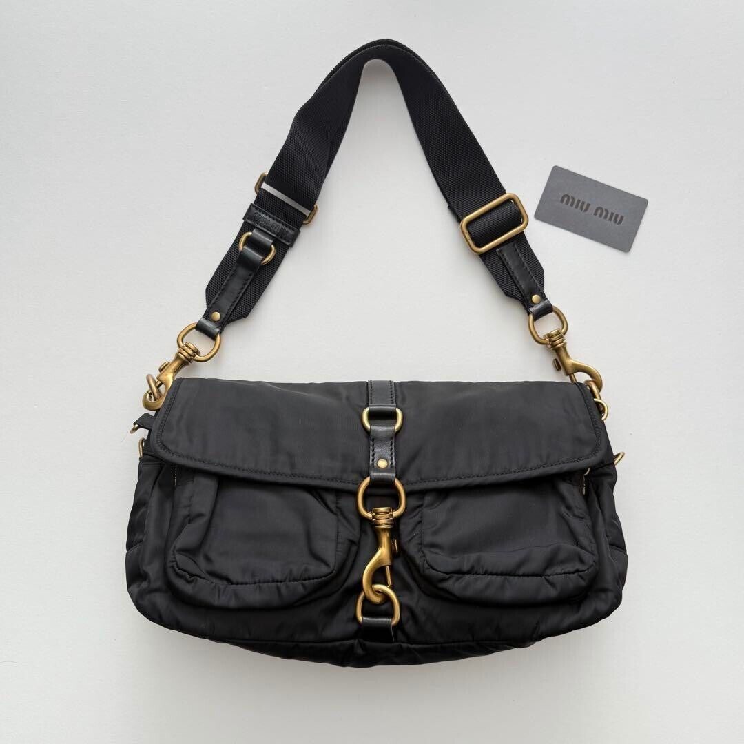 Miu Miu Archive Vintage Shoulder Bag Handbag Nylon Leather Miu Miu Archive Vintage Shoulder Bag Handbag Nylon Leather