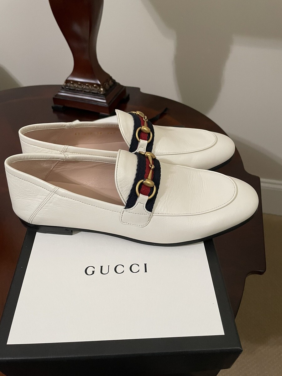 Gucci Women's Brixton Horsebit Mystic White Loafer with Web