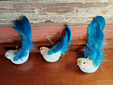 3 cute 6" tall Artificial Birds with Feathers Christmas Tree Decorations