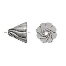 Cone, 2 Antiqued Silver Pewter 13x12mm Swirl Cone Bead Caps or Terminators