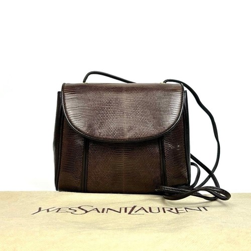 Yves Saint Laurent Shoulder Bag Ysl Lizard Leather Brown Women's bags  Estylish,