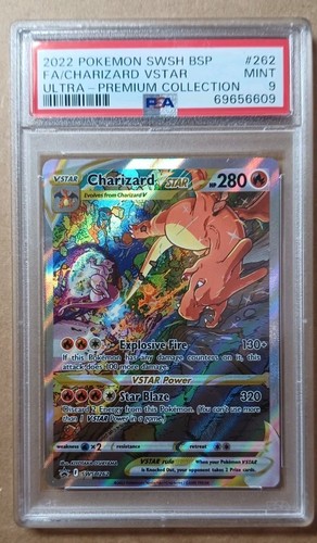 2022 POKEMON SWSH BLACK STAR PROMO #262 FA/CHARIZARD VSTAR UPC PRIDE PSA 9