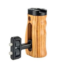 Universal Side Wooden Handle Handgrip with Cold Shoe for DSLR Camera Cage