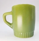 VTG Fire King Anchor Hocking Milk Glass Stacking Coffee Mug Cup Green One Scratc