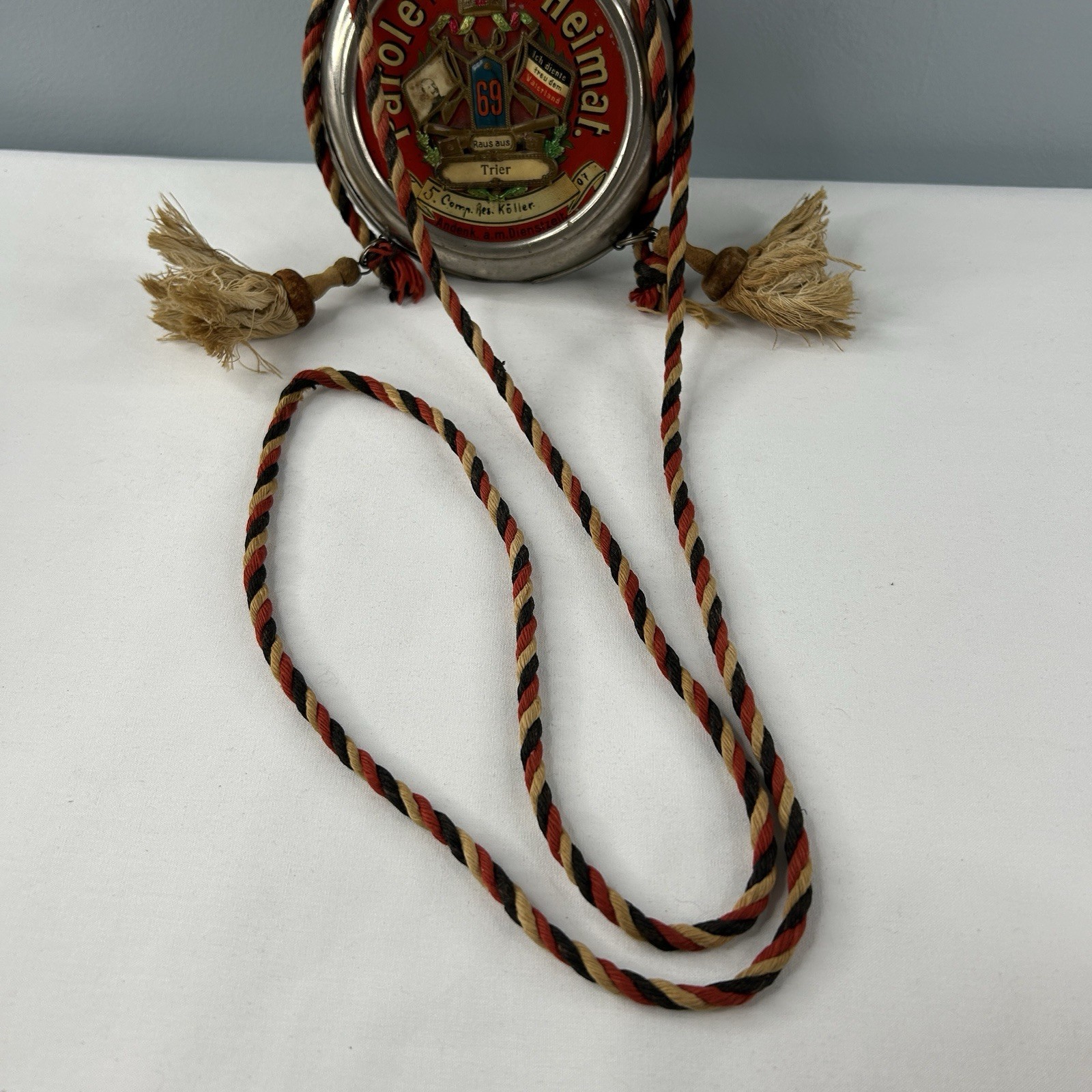 Pre WWI German Flask Metal/Glass Parole Heimat Soldier Reservist