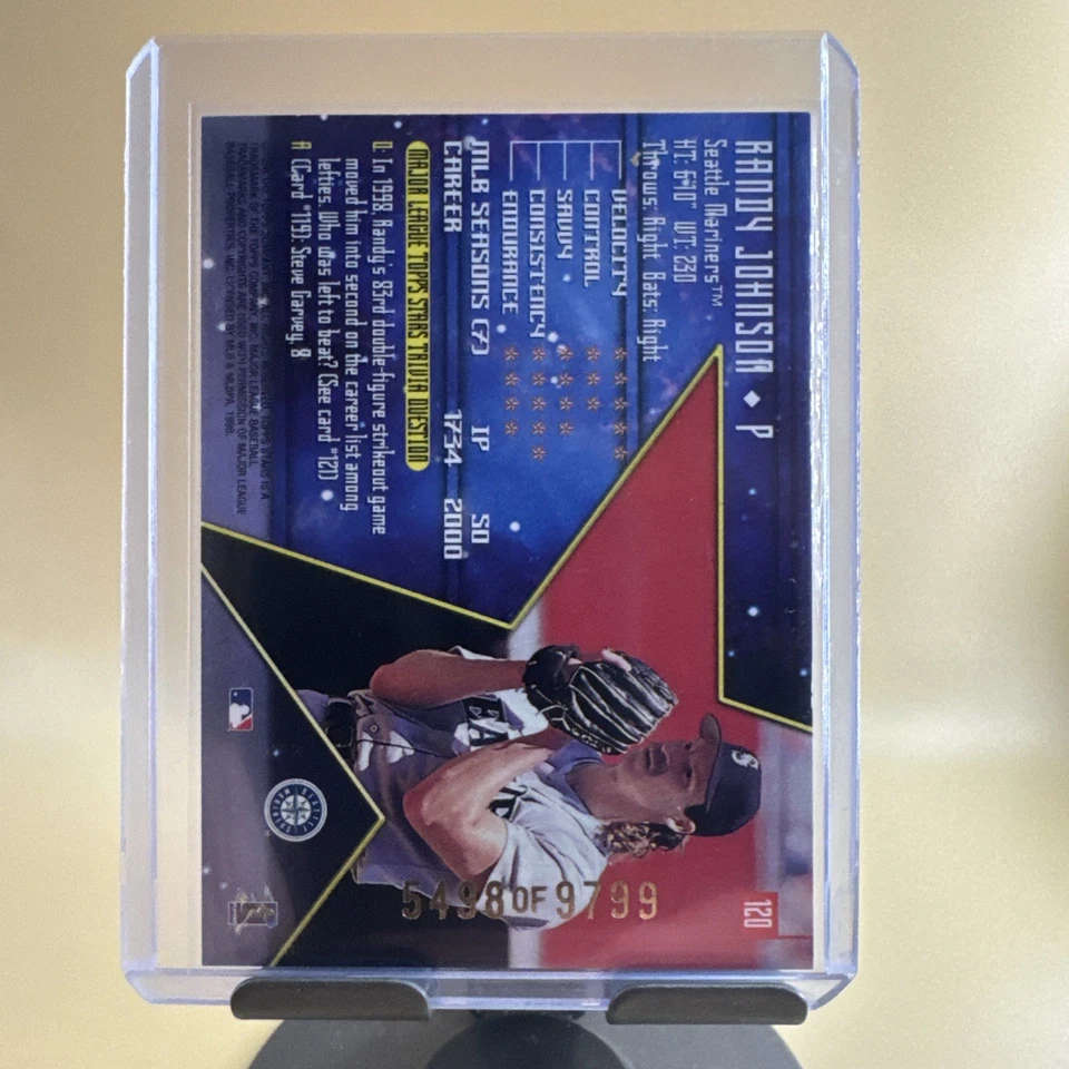 1998 Topps Stars - Randy Johnson #120 Bronze /9799 Seattle Mariners - Image 2 of 3