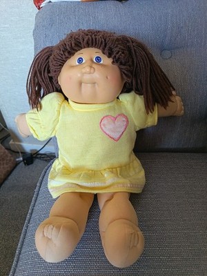 Cabbage Patch Kid 1983-84 Brown Poodle Hair Blue Eyes Original Dress Vintage
