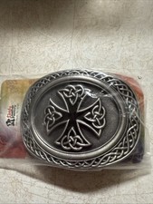 Celtic Cross belt buckle Trophy Knot Western Tandy Leather TX -3 1/2  x 2 5/8  
