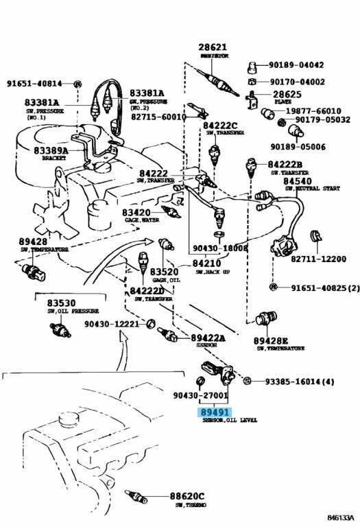 Sensor de nivel de aceite del motor TOYOTA LAND CRUISER LEXUS LX450 FZJ80 96-97 OEM genuino Foto 3 de 4