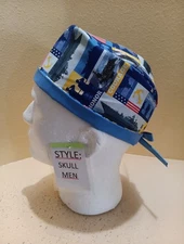US Navy Honor Patriotic Military Men's Skull/Chemo Surgical Scrub Hat/Cap
