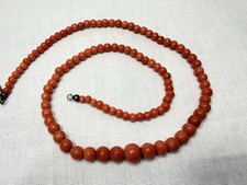 Collana antica di perle di corallo salmone mediterraneo naturale non tinte 17"