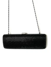 Olga Berg Black Stoned Shiny, Long clutch handbag chain handle