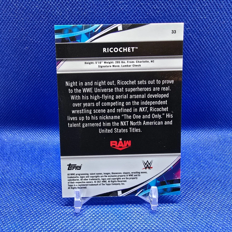 2021 Topps Finest WWE Green Refractor /99 Ricochet #33 - Image 2 of 2