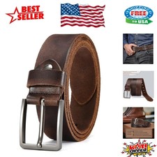 Men s Top Grain Leather Belts Casual Jeans Solid Belts for Men 1.5inch Width