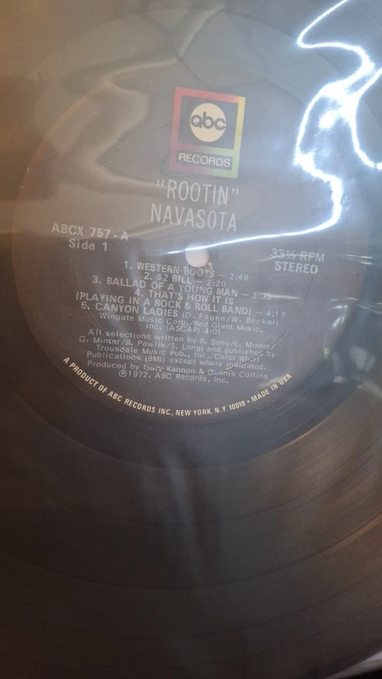 Steely Dan & Flo Eddie Navasota Rootin' LP Record 1972 WLP, ABC Records - Image 2 of 2