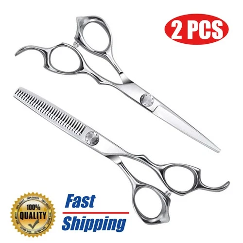 Pro Barber Scissors Set - 2PCS Hair Cutting & Thinning Shears For Salon Styling