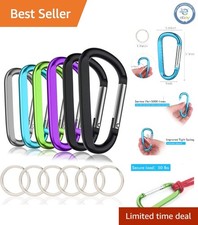 6PCS 3" Aluminum Carabiner Clips D-Ring with Keyrings - Durable  Lightweight