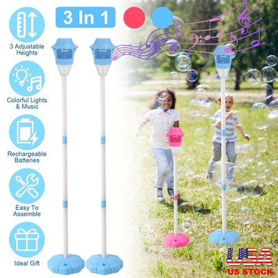 2Pack Standing Bubble Machines with Colorful Lights & Music Kids Bubble Maker