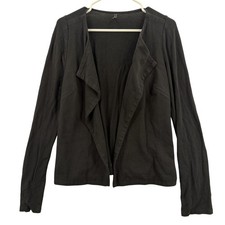 7 For All Mankind Cardigan Womens Small Black Open Front Draped Made in USA