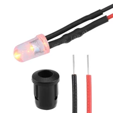 5Set DC 12V 5mm Pre Wired LED with Holder Orange Light Round Top 8mm Panel Mount