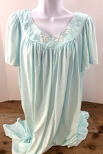 VTG Miss Elaine Classics Seafoam Green Silky Soft Nightgown-Sz XL