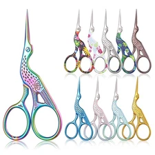 10 Pcs Stork Rainbow Stitch Scissors - 3.6 Inch Stainless Steel Small Craft S...