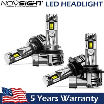 NOVSIGHT 4x H11+9005 LED Headlight Bulbs Super Kit Bright 18000LM High Low Beam
