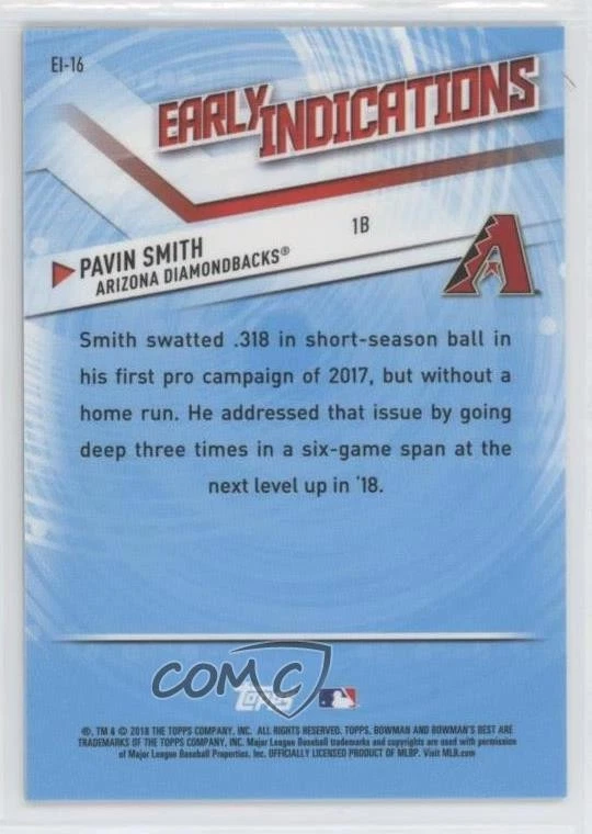 2018 Bowman's Best Early Indications Gold Refractor /50 Pavin Smith #EI-16 - Image 2 of 2