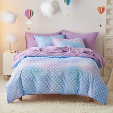 - Mermaid Bedding Set for Girls, Colorful Little Mermaid Scales Patterned Sof...