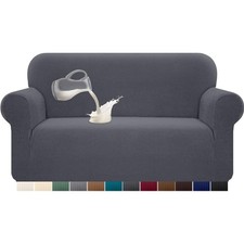 Sofabezug, , Stretch, 2 Sitzer, Grau, sofahusse, elastisch, schmutzabweisend