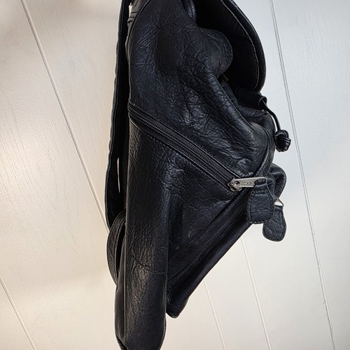 FRYE Black Leather Backpack Drawstring Flap Closure - Picture 8 of 11