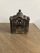 Antique Old Cast Iron Still Bank Coin Penny Domed Small 3" AC Williams Building