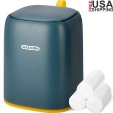 Stylish Compact Mini Trash Can W/ Press Top Lid Desk Bathroom Use 1.5L
