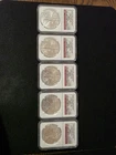 2011 Silver Eagle 25th Anniversary 5-Coin Set NGC Ms70 - Sequential Serials.