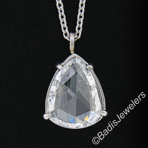 NEU Platin 1,38 ctw GIA Birne Rosenschliff Diamant Solitär Spannzange Anhänger & Kette - Bild 3 von 9