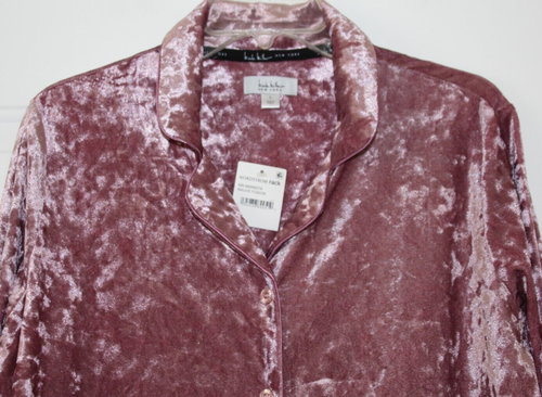 Nicole Miller New York Mauve Fusion Long Sleeve Button Up Night Shirt - Picture 2 of 9