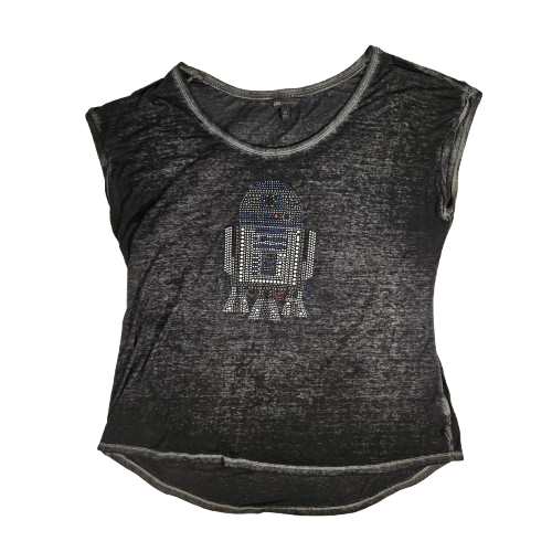 Star Wars Rock & Republic R2D2 Beaded Burnout Shirt Women Size 1X Black Tunic - Picture 1 of 6