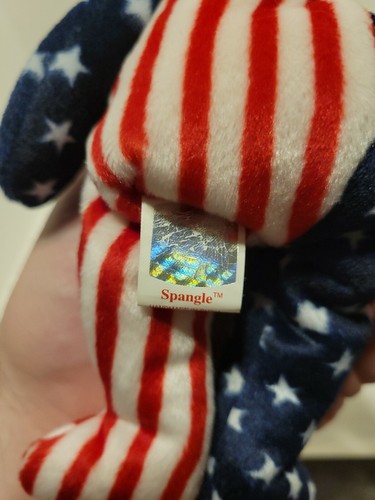 Beanie baby "Spangle" the 4th of July Bear DOB 7/4/1999 Pink Face Rare-I - Picture 4 of 6
