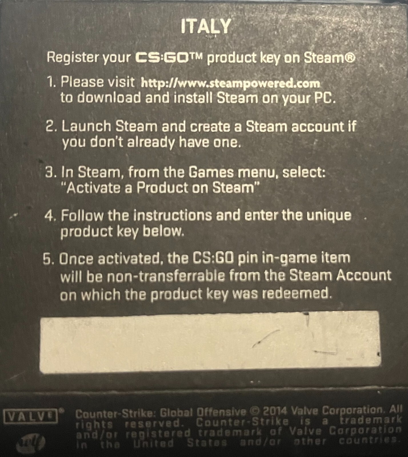 CSGO Series 1 Genuine Pin / Italy / UNSCRATCHED Code ONLY (no physical
