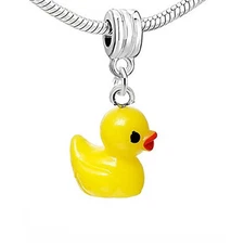 Resin Yellow Duck Dangle Charm Pendant For European Snake Chain Bracelet
