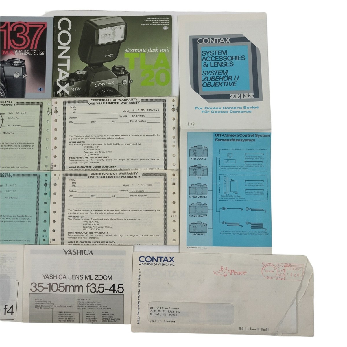 Contax 137 Ma Quartz + 2 Yashica 80-200mm - 35-105mm Lenses +