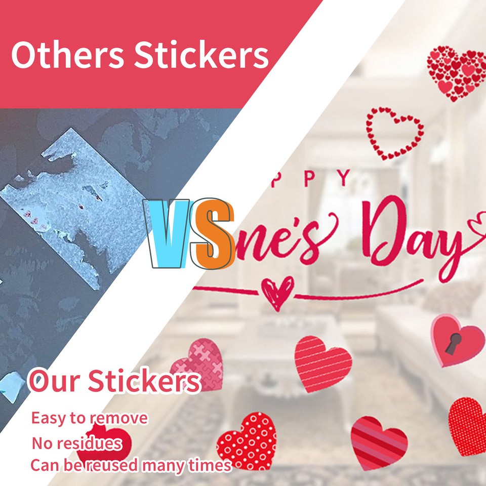  Valentine s Day Stickers 9 Sheets Heart Window Decals Clings for
