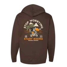 NEW InkAddict UNISEX STOP WORRYING Hoodie BROWN SMALL-3XLARGE MADE IN USA