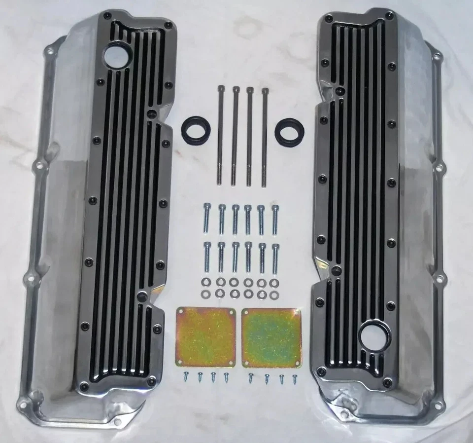 Ford Boss 351C 351M 400M 1971-82 Big Block cubiertas de válvula altas de aluminio con aletas BBF Foto 4 de 4