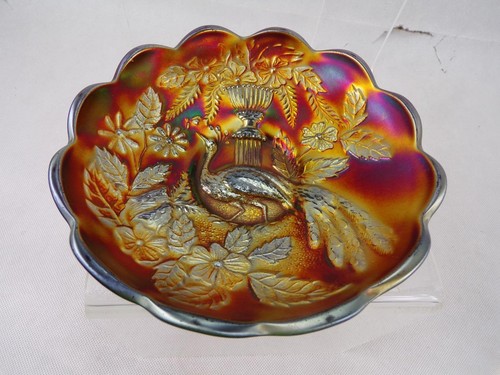 Northwood carnival glass amethyst ice cream shaped bowl Peacock and urn 1F14 - Picture 2 of 8