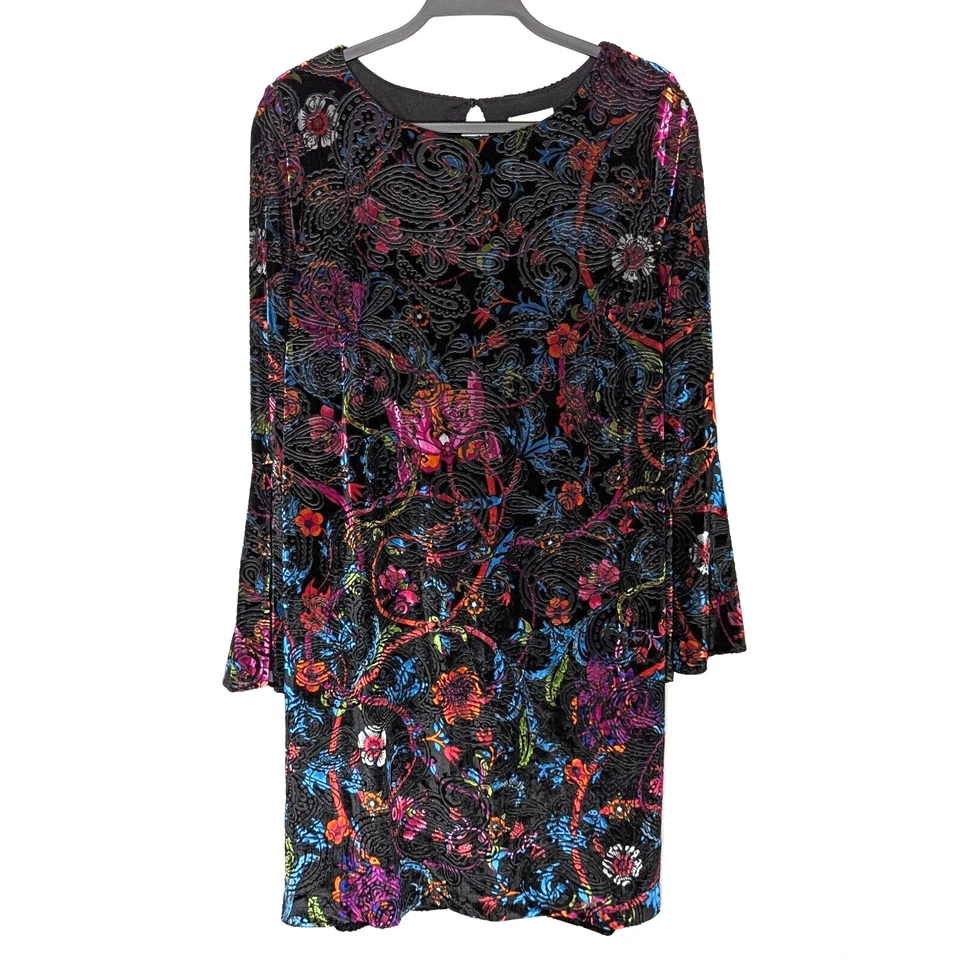 eci Tunic Top Rainbow Burnout Velvet Bell Sleeves Whimsigoth Fairy Grunge Lined - Image 3 of 4